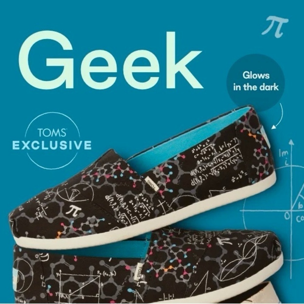 TOMS Limited Edition Black Science Glow In The Dark Print CloudBound Classics - Picture 2 of 14